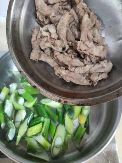 ネギ入りラム肉の炒め物を作る手順：6