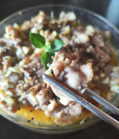 にんにくエノキ茸入り蒸し豚肉の作り方：9