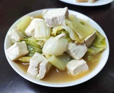 固めの豆腐とキャベツの煮込みの作り方:8