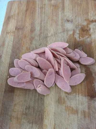 ハムと赤カラシナの炒め物の作り方：6