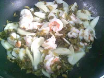 水たけのこの漬物とエビ炒めの作り方：13