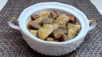 バターマッシュルームと牛肉の角切りを作る手順：15