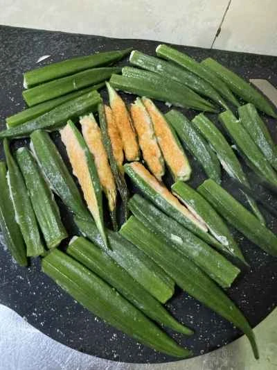 エビペースト入りオクラ詰めの作り方：8