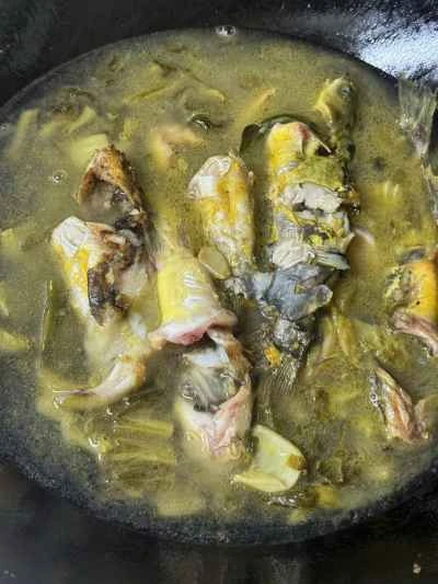 キャベツと豆腐のピクルスで煮込んだ黄ナマズの作り方：11