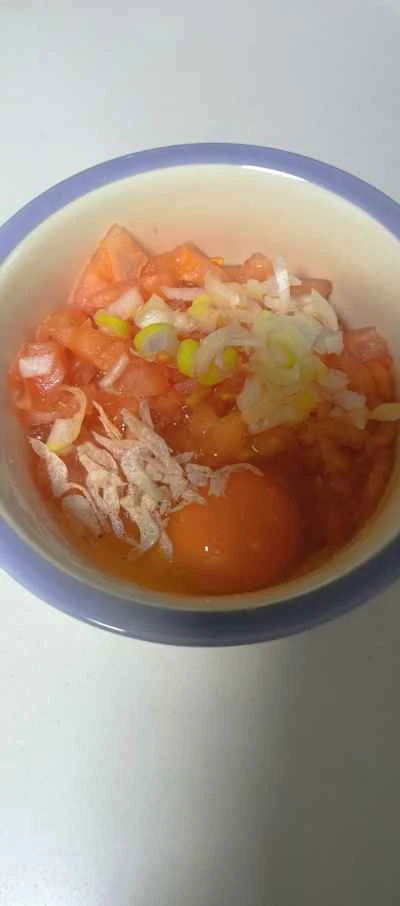トマトと卵のパンケーキのレシピ手順：1