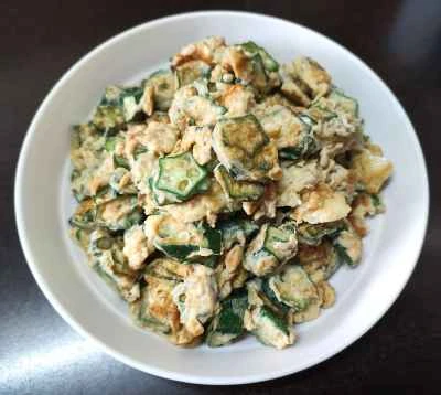 オクラと卵の炒め物の作り方：6