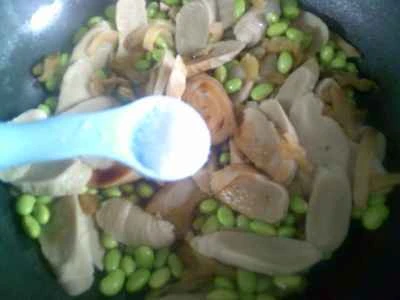 からし菜と枝豆の漬物とグルテン炒めの作り方：8