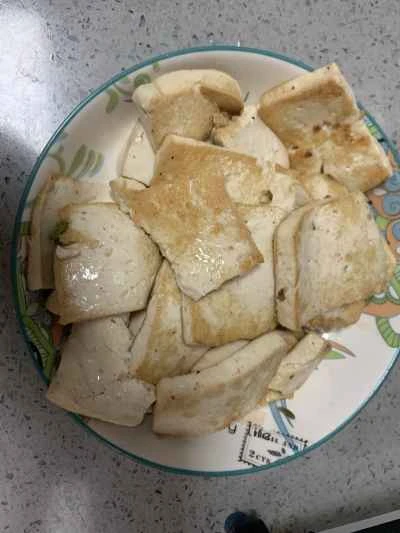 緑と赤ピーマンの豆腐の作り方：6