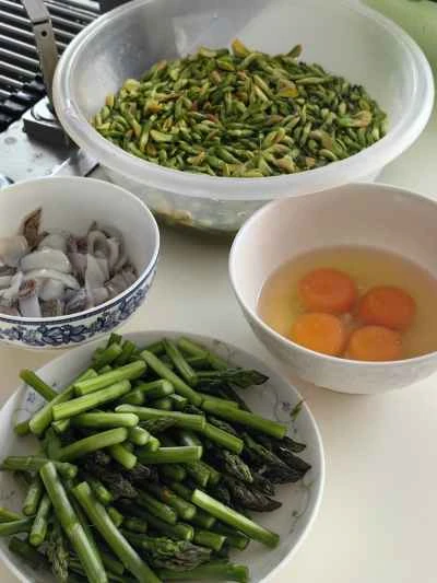 ホウキバナ卵炒めの作り方：1