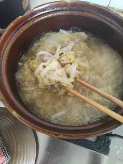 ベビーチンゲン菜と春雨を使った鶏肉の煮込みの作り方：6