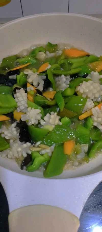 ピーマン入りイカ巻き炒めの作り方：6