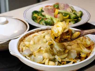 ユリの球根入り焼きカボチャのレシピ