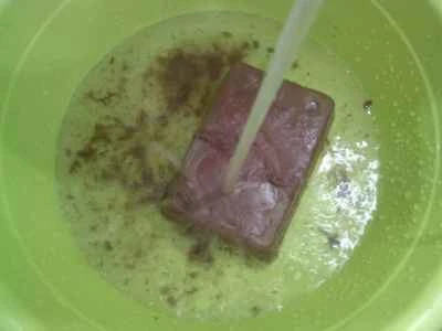 揚げ豆腐の細切りと鴨の血の煮込みの作り方：3