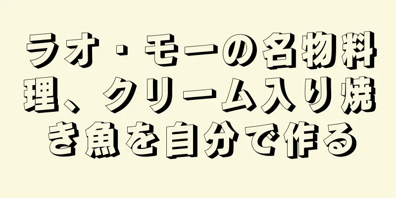 ラオ・モーの名物料理、クリーム入り焼き魚を自分で作る