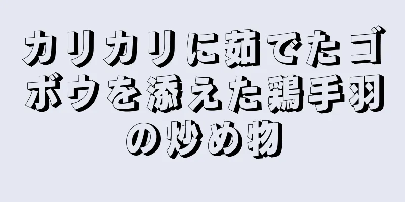 カリカリに茹でたゴボウを添えた鶏手羽の炒め物